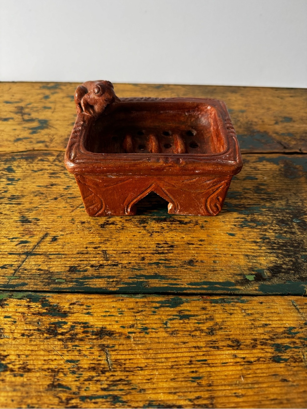 Handmade Terracotta Soap Dish with Frog